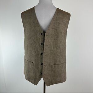 Joseph Abboud Neutral Linen Vest Size Medium